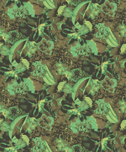 Tapeta zielona w kwiaty Khroma Havana HAV901 Frida Viridis