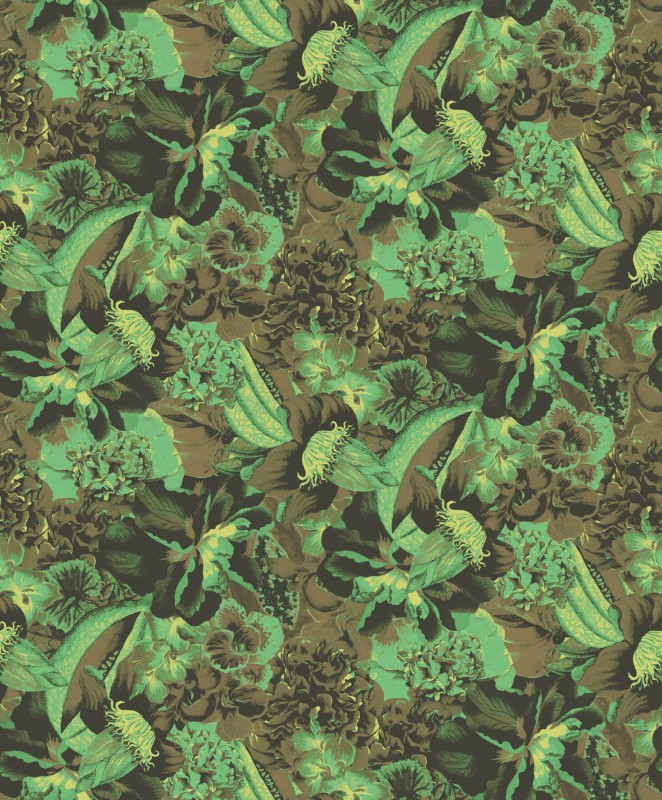 Tapeta zielona w kwiaty Khroma Havana HAV901 Frida Viridis