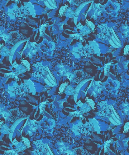 Tapeta niebieska w kwiaty Khroma Havana HAV902 Frida Amparo