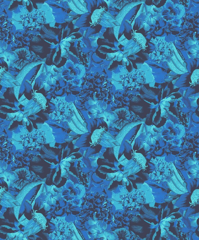 Tapeta niebieska w kwiaty Khroma Havana HAV902 Frida Amparo