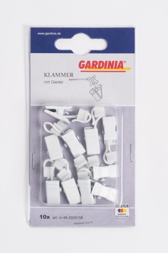 Żabki 48-2029158 do szyny aluminiowej białe ze ślizgiem Gardinia 10 szt