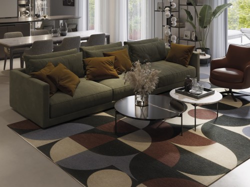 Dywan Carpet Decor Art Deco DECO blue copper w salonie w stylu art deco