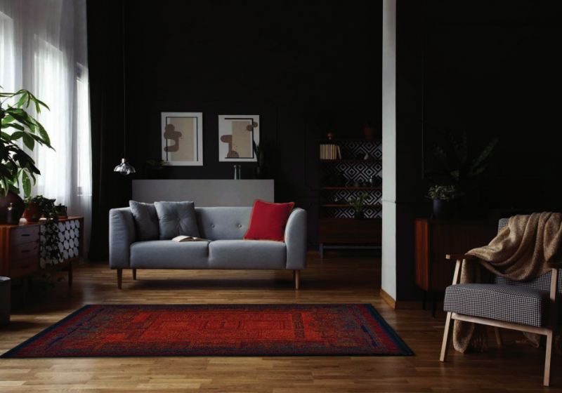 Dywan wełniany Dywilan Superior Nakbar Premium rubin w salonie