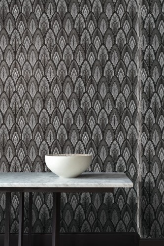 Biała misa na tle tapety Khroma Summer SUM401