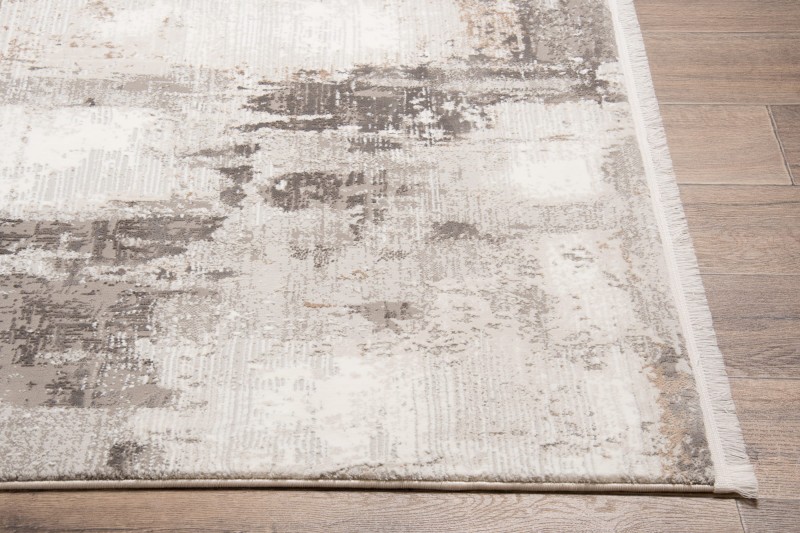 Boki dywanu nowoczesnego z frędzlami Exclusive 167 brązowo-złotego