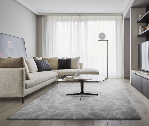 Dywan wełniany Agnella Agnus Alfred platyna (binding) w salonie