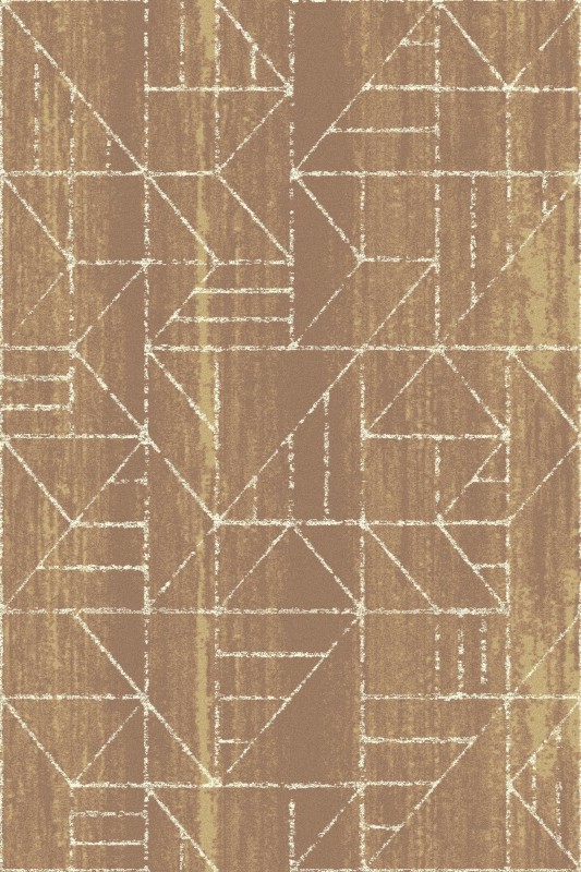 Dywan geometryczny wełniany Agnella Tempo Krats ciemny złoty