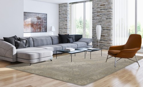 Dywan wełniany Agnella Tempo Natural Brooks szary w salonie