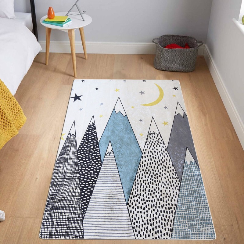 Dywan dla dzieci do pokoju szary KIDS wzór Góry