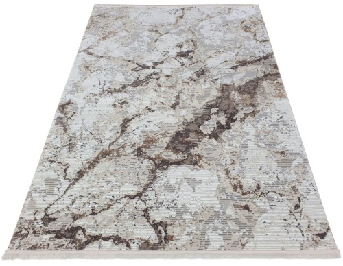 Rzut ukośny dywanu wzór marmur z frędzlami Exclusive 193 beżowo-złotego