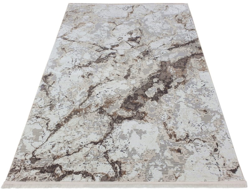 Rzut ukośny dywanu wzór marmur z frędzlami Exclusive 193 beżowo-złotego