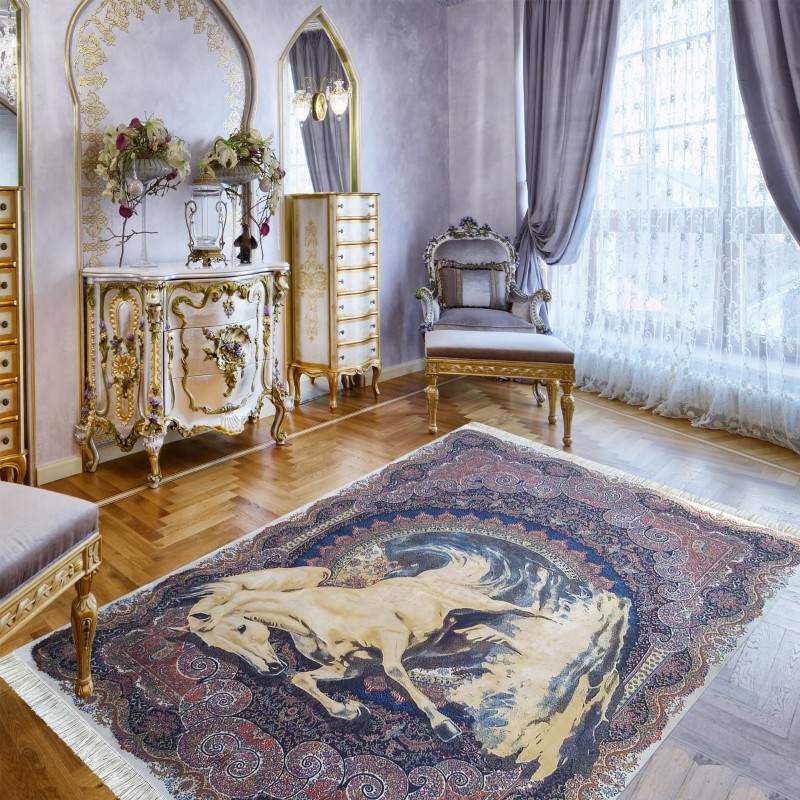 Dywan ekskluzywny QUM Silk 04 granatowy HORSE _dywanywitek_pl_2
