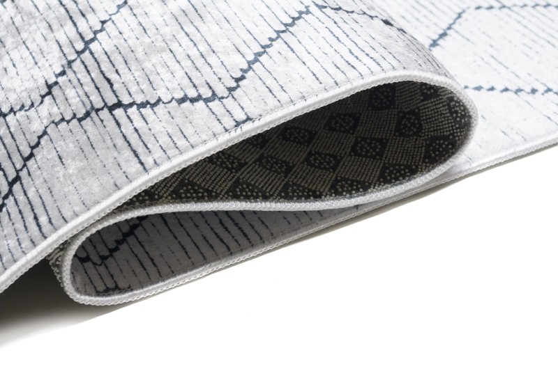 Bok dywanu szarego w geometryczny wzór 931 Print Toscana