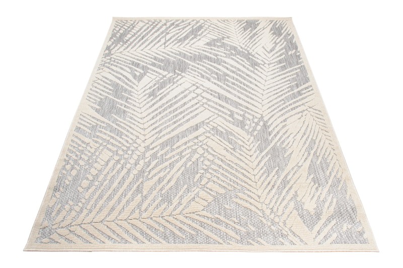 Rzut ukośny szarego dywanu nowoczesnego 3d w liście Cansas BD80A