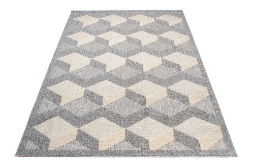 Rzut ukośny szaro-kremowego dywanu 3d geometrycznego Cansas FG40B