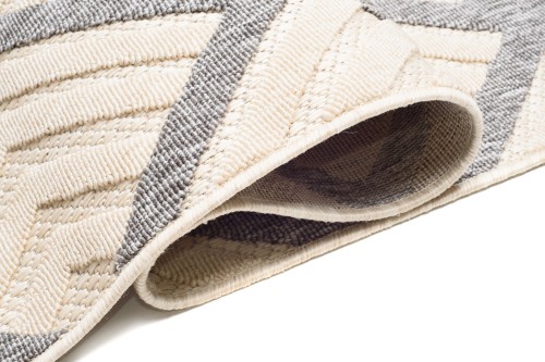 Bok  szaro-kremowego dywanu zewnętrznego 3d Cansas T932C