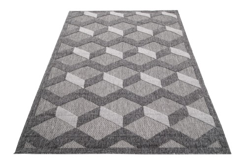 Rzut ukośny szarego dywanu 3d geometrycznego Cansas FG40A