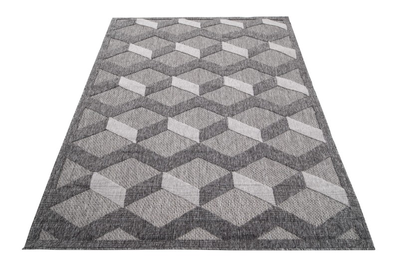 Rzut ukośny szarego dywanu 3d geometrycznego Cansas FG40A