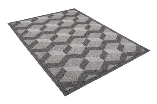 Rzut z boku na szary dywan 3d geometryczny Cansas FG40A