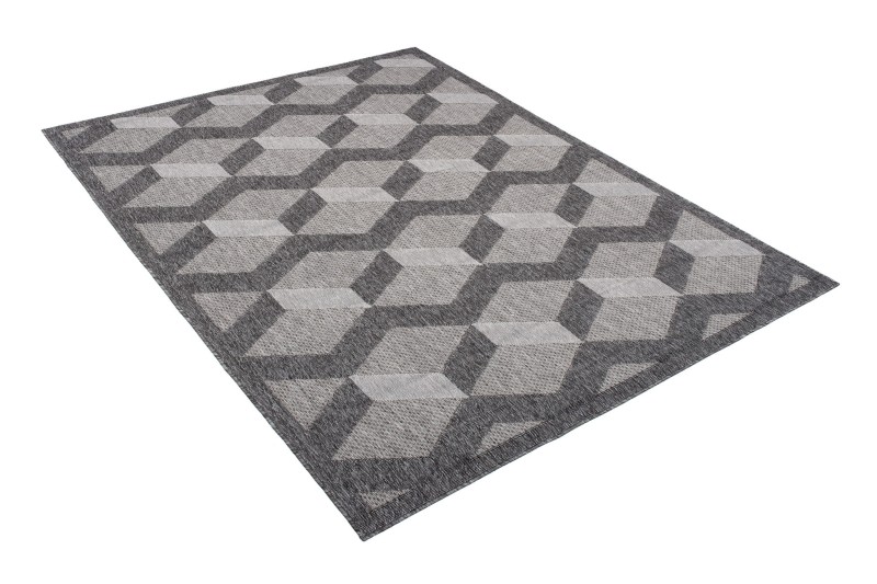 Rzut z boku na szary dywan 3d geometryczny Cansas FG40A