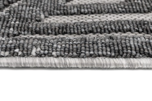 Bok  szarego dywanu vintage geometrycznego Cansas FG42A