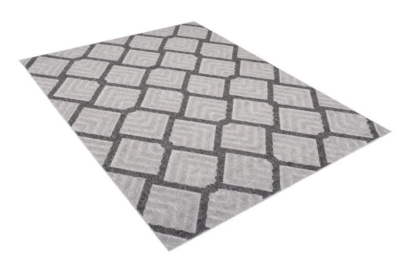 Rzut z boku na szary dywan 3d geometryczny Cansas T932A