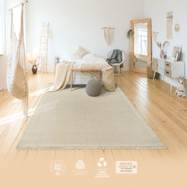 Dywan wełniany Lana/Dune 89861-69400 kratka z frędzlami ivory kremowy _dywanywitek_pl_3