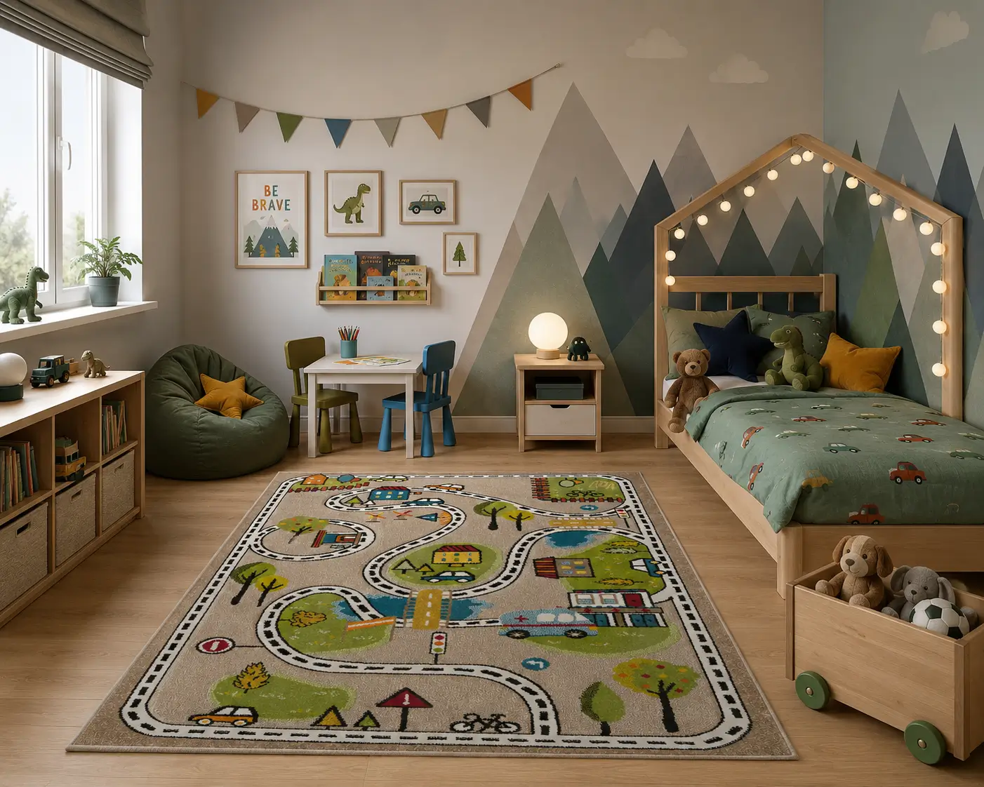 Dywan dla dzieci Smart Kids 22919 beżowy Uliczki Drogi