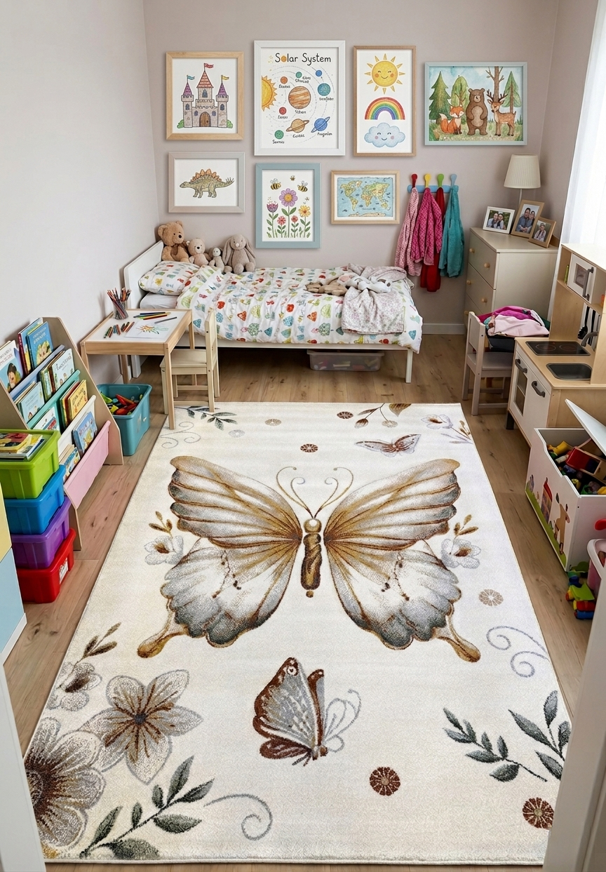 Dywan dziecięcy 3d Dywilan Luna 40427 Butterfly