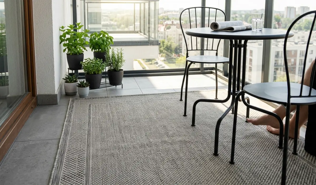 Balkon z dywanem zewnętrznym - sznurkowym