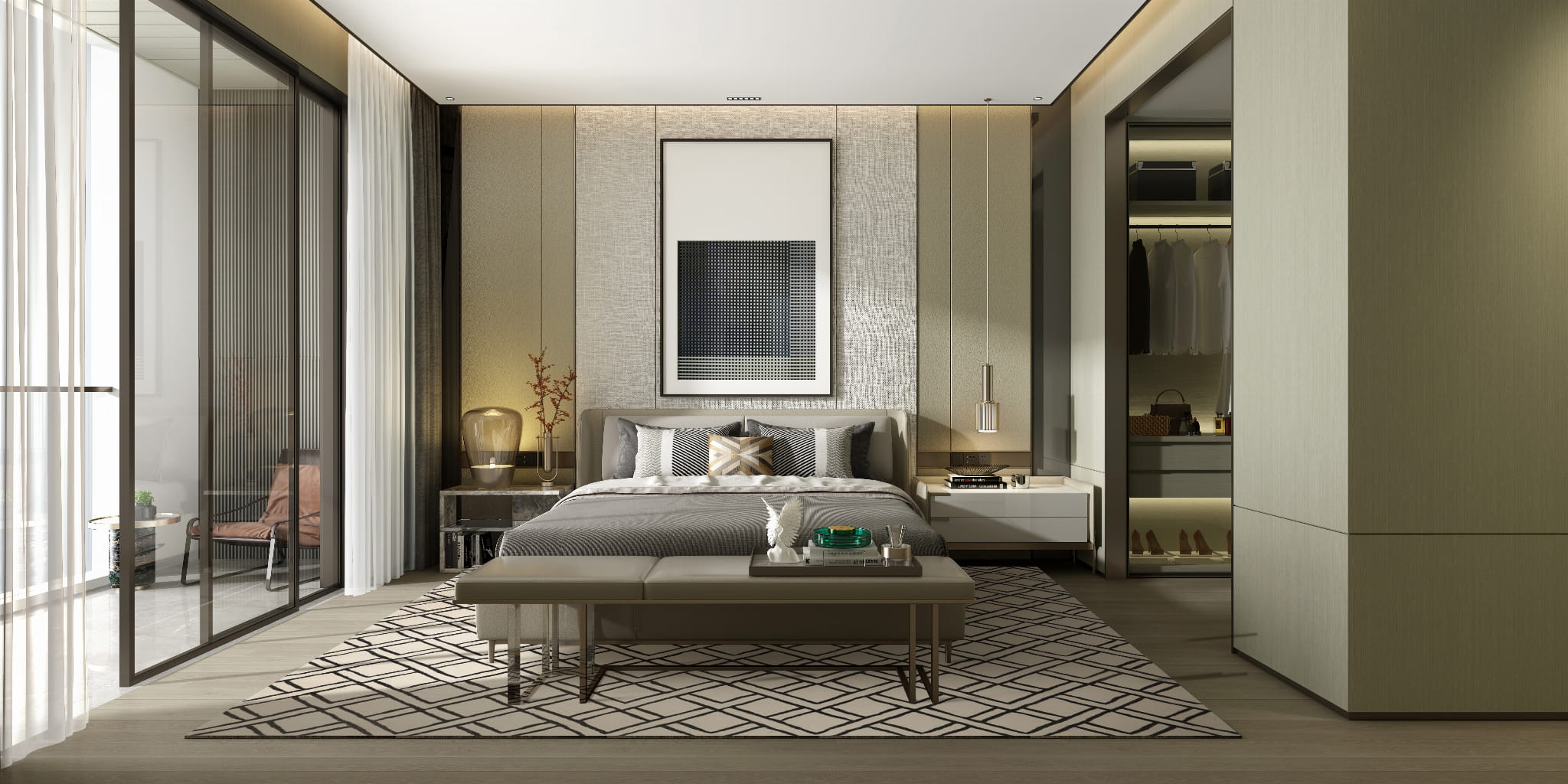 Dywan Carpet Decor Brooklyn Black w sypialni w stylu nowoczesnym