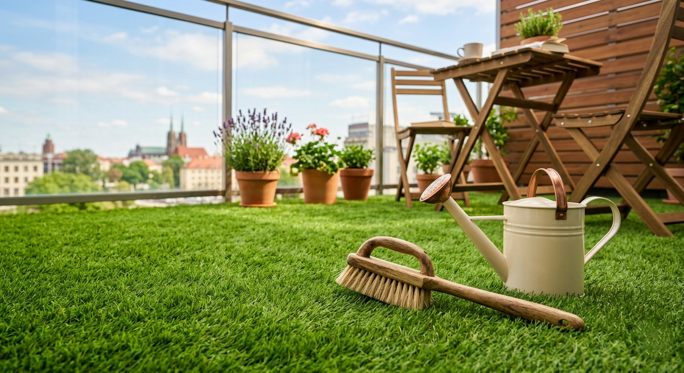 Jak dbać o sztuczną trawę na balkonie i tarasie?